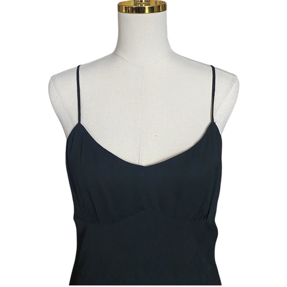 ANN TAYLOR LOFT Black Spaghetti Strap Ruffled Bottom Babydoll Mermaid Dress 10 - Picture 5 of 8